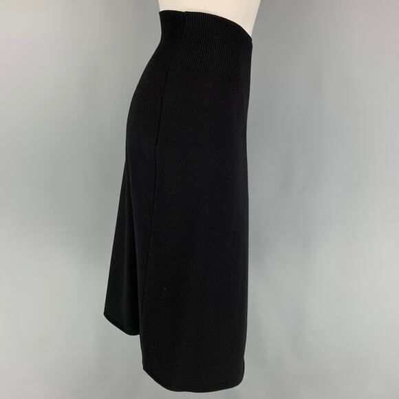 HELMUT LANG Size L Black Wool Open Front Skirt - Picture 2 of 6